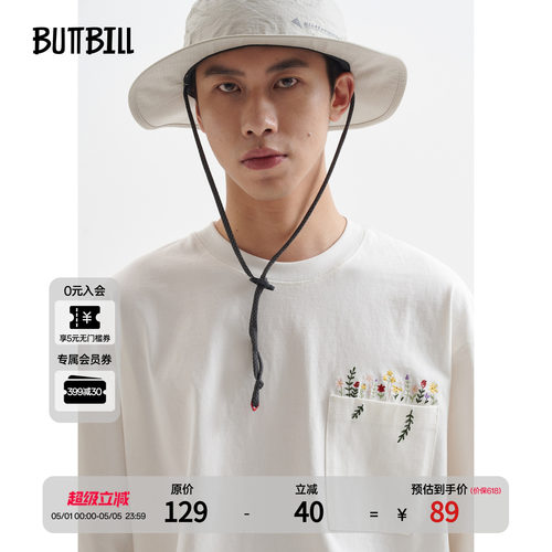 BUTTBILL复古花卉刺绣短袖T恤