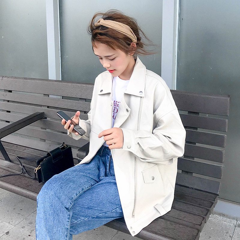 ins Ultra-fire Locomotive leather 2019 Spring Korean BF Loose thin PU Jacket have cash less than that is registered in the accounts Versatile coatin the Women's clothing/Boutique , Leather clothing  category - from Buy2taobao.com to provide professional Taobao agent buy service