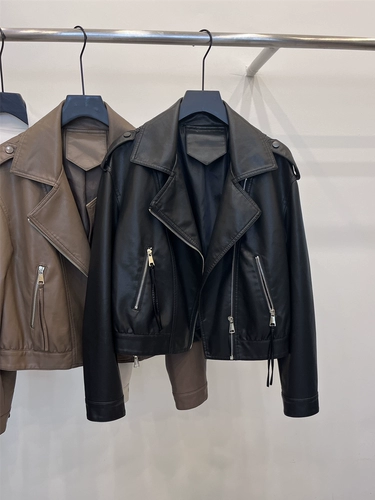 Черная полиуретановая осенняя короткая куртка, изысканный стиль, свободный крой, подходит для подростков