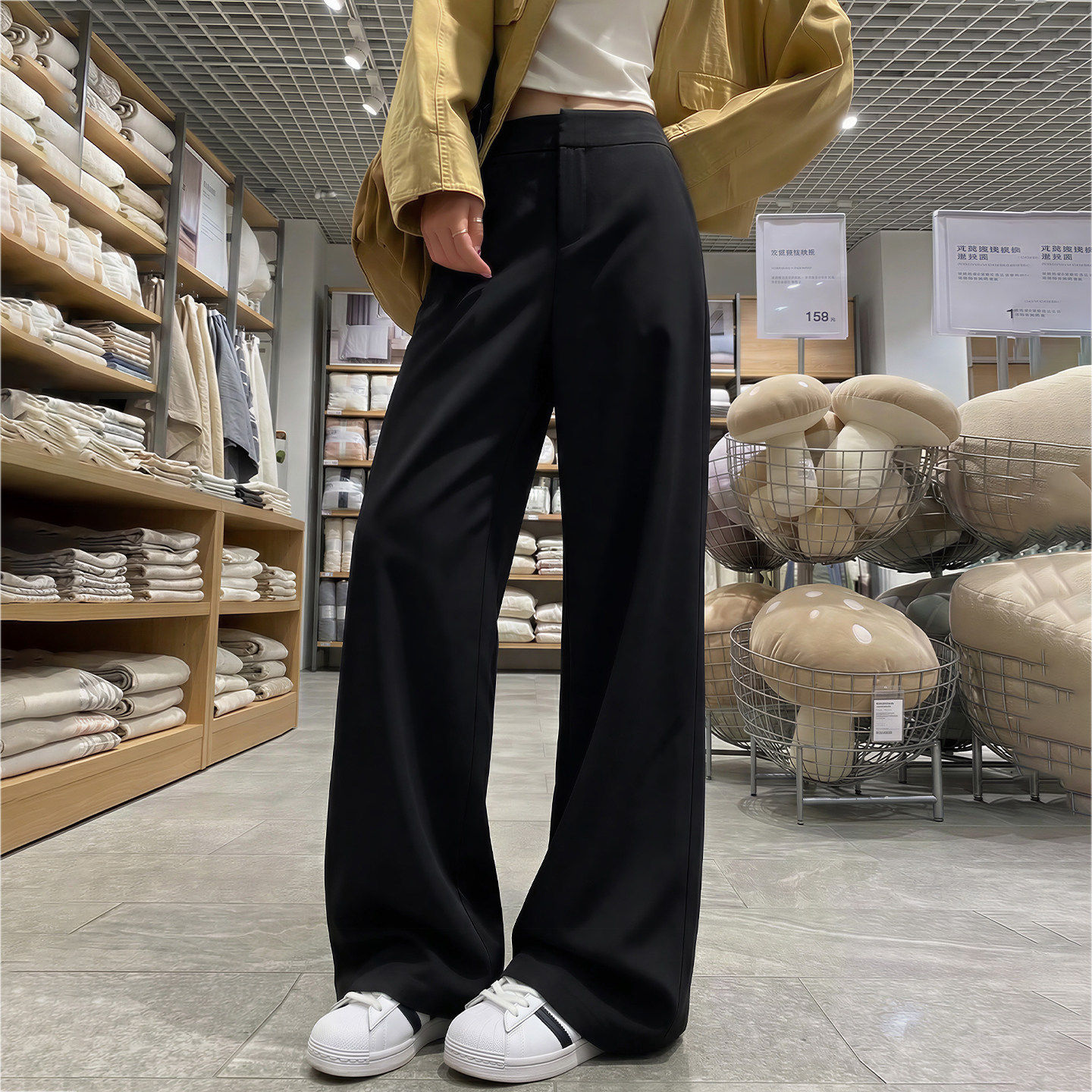 黑色西装裤子春秋季2026新款高级感垂感窄版直筒裤宽松休闲阔腿裤