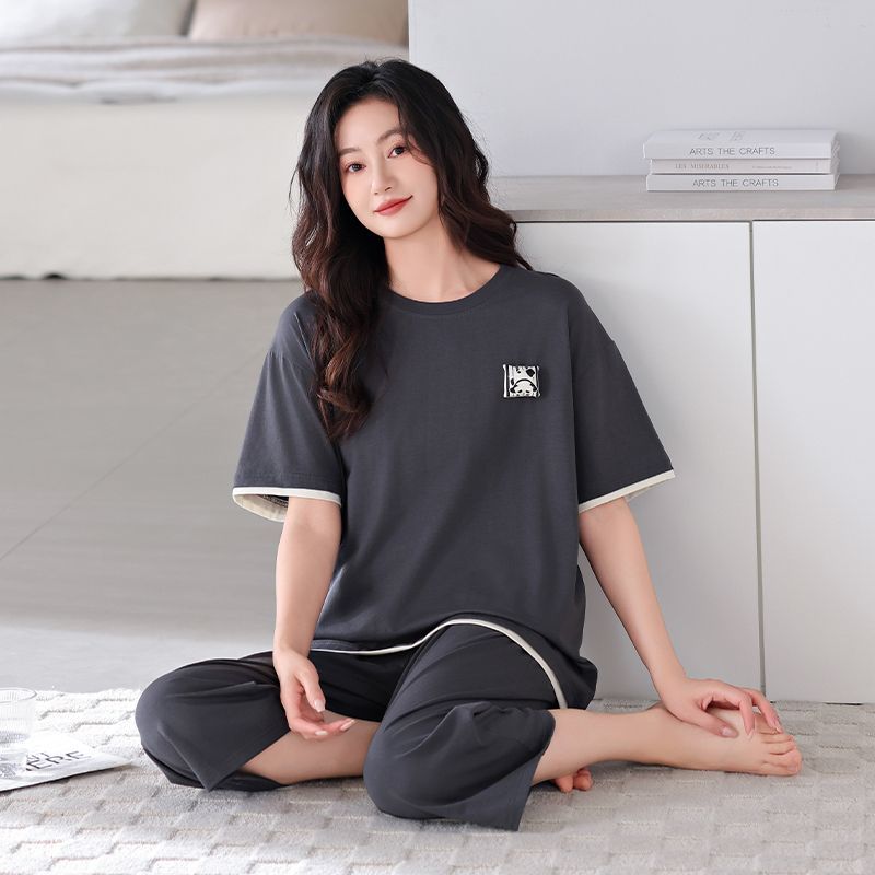 2025新款睡衣女夏季莫代尔棉短袖七分裤高级感女士大码家居服套装