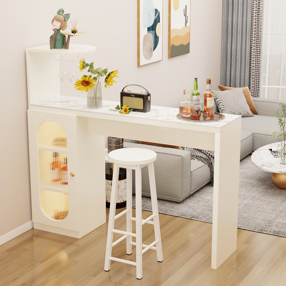 岩板吧台桌家用小户型客厅隔断柜一体靠墙酒柜餐边柜玄关柜小岛台