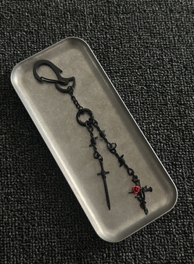 「剑与蔷薇黑」复古手作拉链挂饰金属原创钥匙扣时尚潮流包挂件