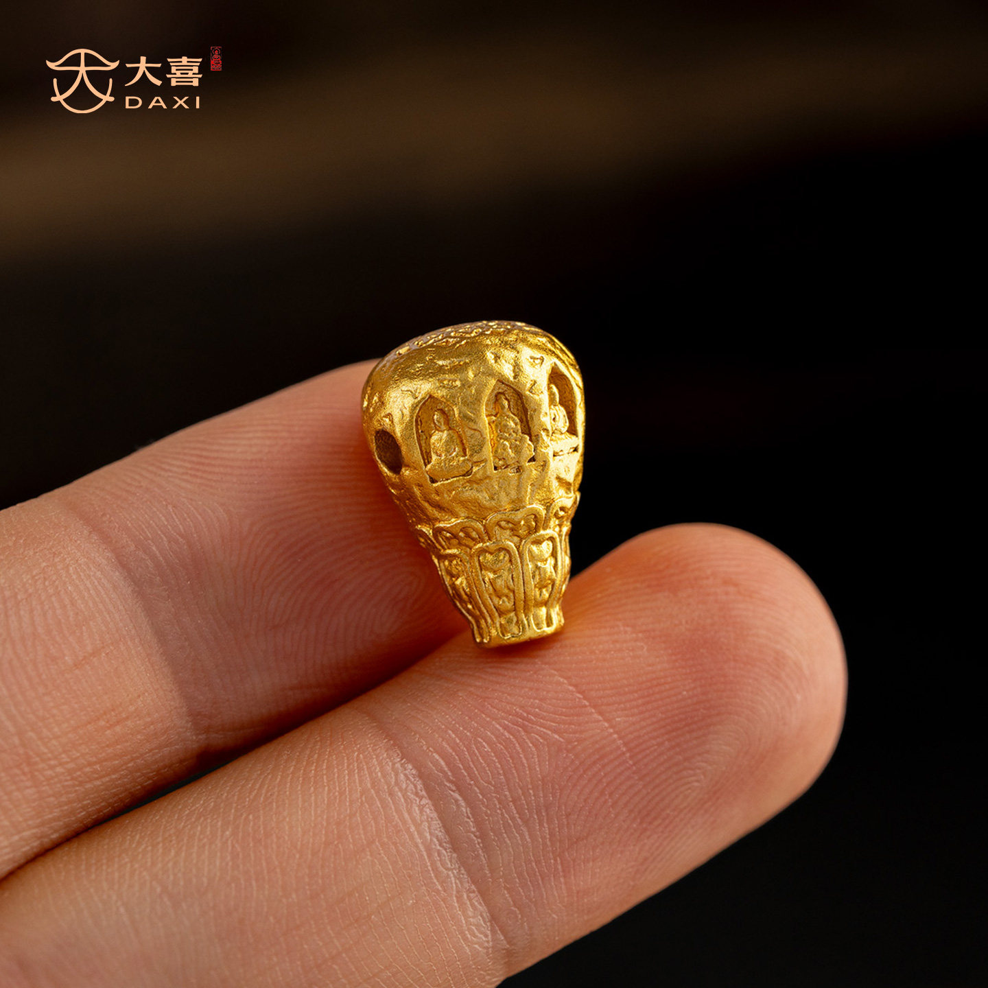 古法24k工艺黄金色一体三通配饰星月金刚菩提108佛珠DIY文玩配件