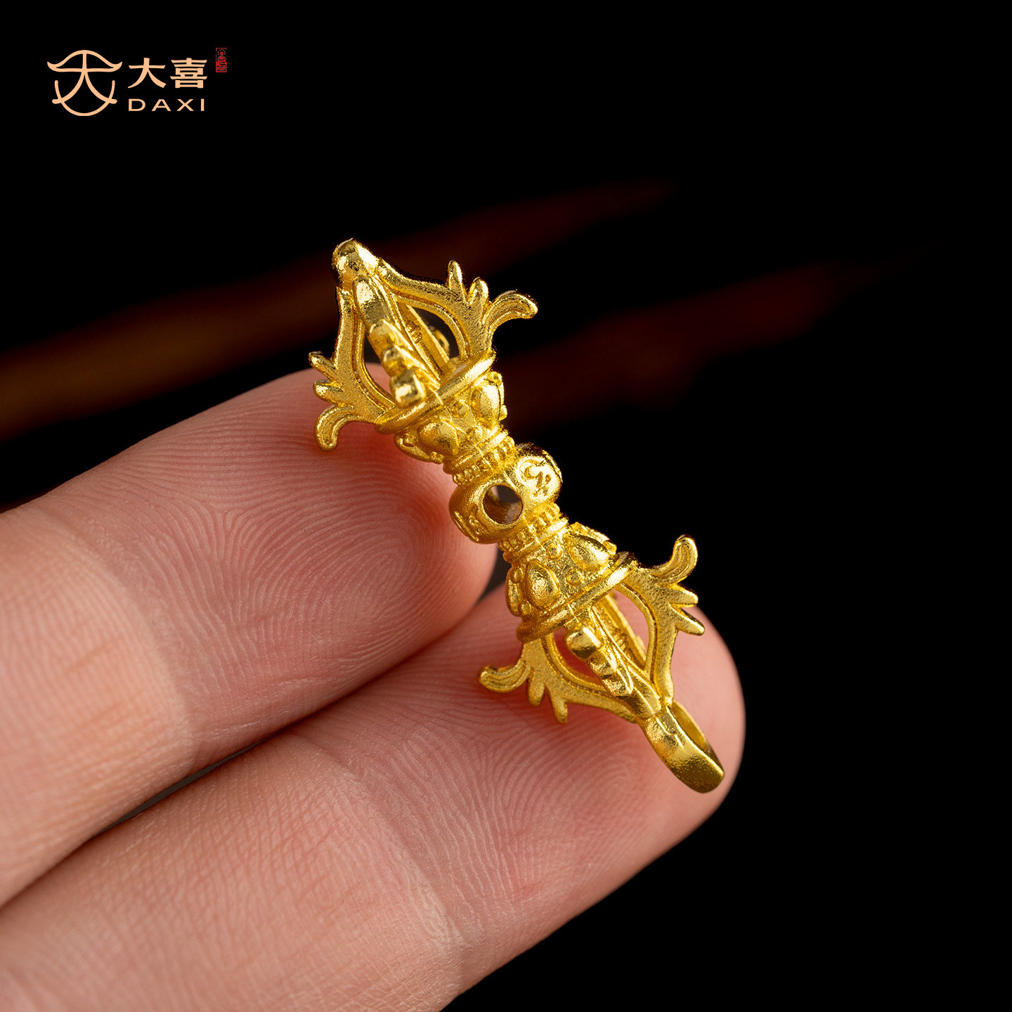 古法24k工艺黄金色925金刚杵配饰品新款文玩手串线束佛珠背云配件