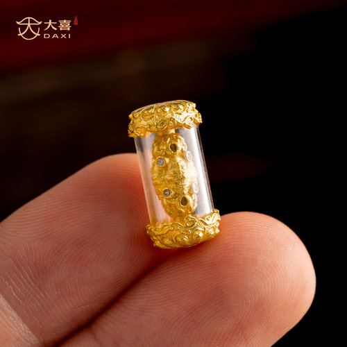原创古法镀金四面观音镶嵌桶珠