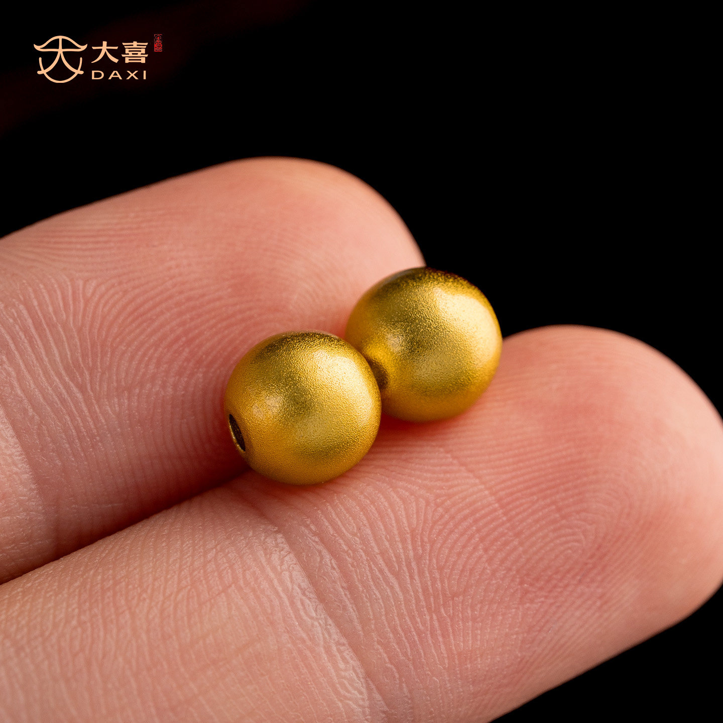 保色24K工艺古法黄金色磨砂圆珠文玩手链diy散珠转运珠配珠单珠子