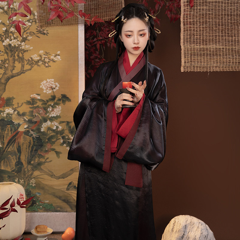 挽纱坊原创汉服女款 马山楚墓直裾 日常秋冬马王堆素纱襌衣—钩藤