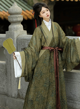 挽纱坊原创汉代直裾男女同款2024秋季上新日常可穿-【应溪】