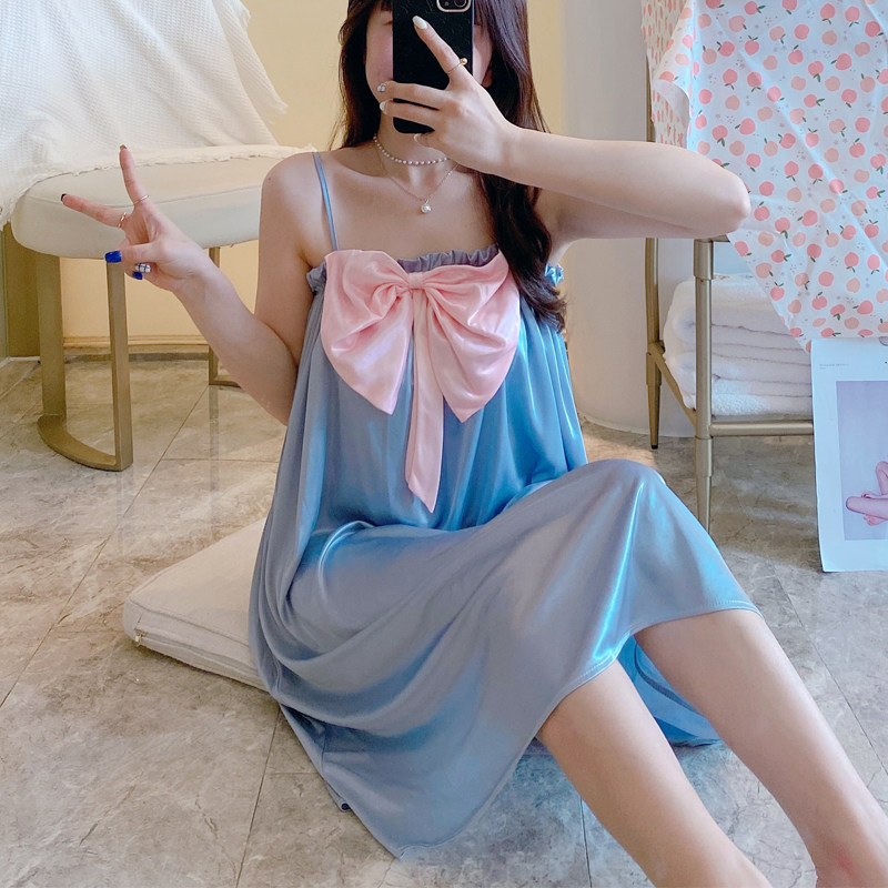 公主风睡裙夏季冰丝吊带宽松甜美图片