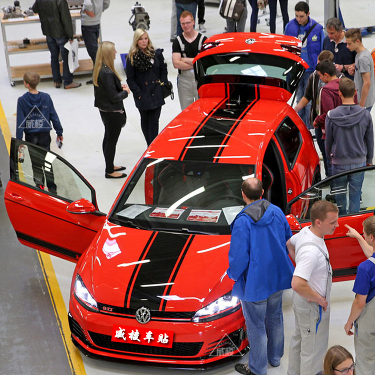 大众POLO朗行尚酷高尔夫6GOLF7GTI汽车贴纸 机盖改装饰整车身拉花