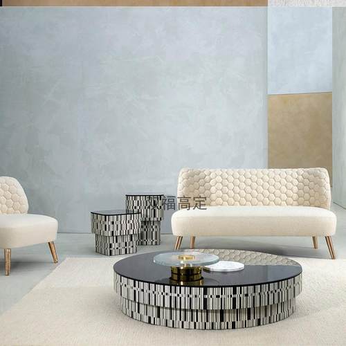 个性意式极简设计师条纹客厅茶几