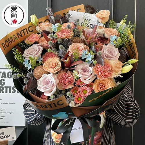 鲜花花束包装纸野兽风油画牛皮纸