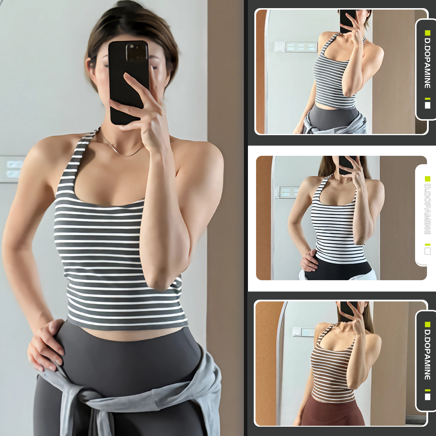 条纹美背固定杯螺纹瑜伽健身背心女性感聚拢文胸瑜伽上衣带胸垫,运动服/休闲服装,健身衣,淘宝优惠券,粉丝福利购,淘宝优惠卷