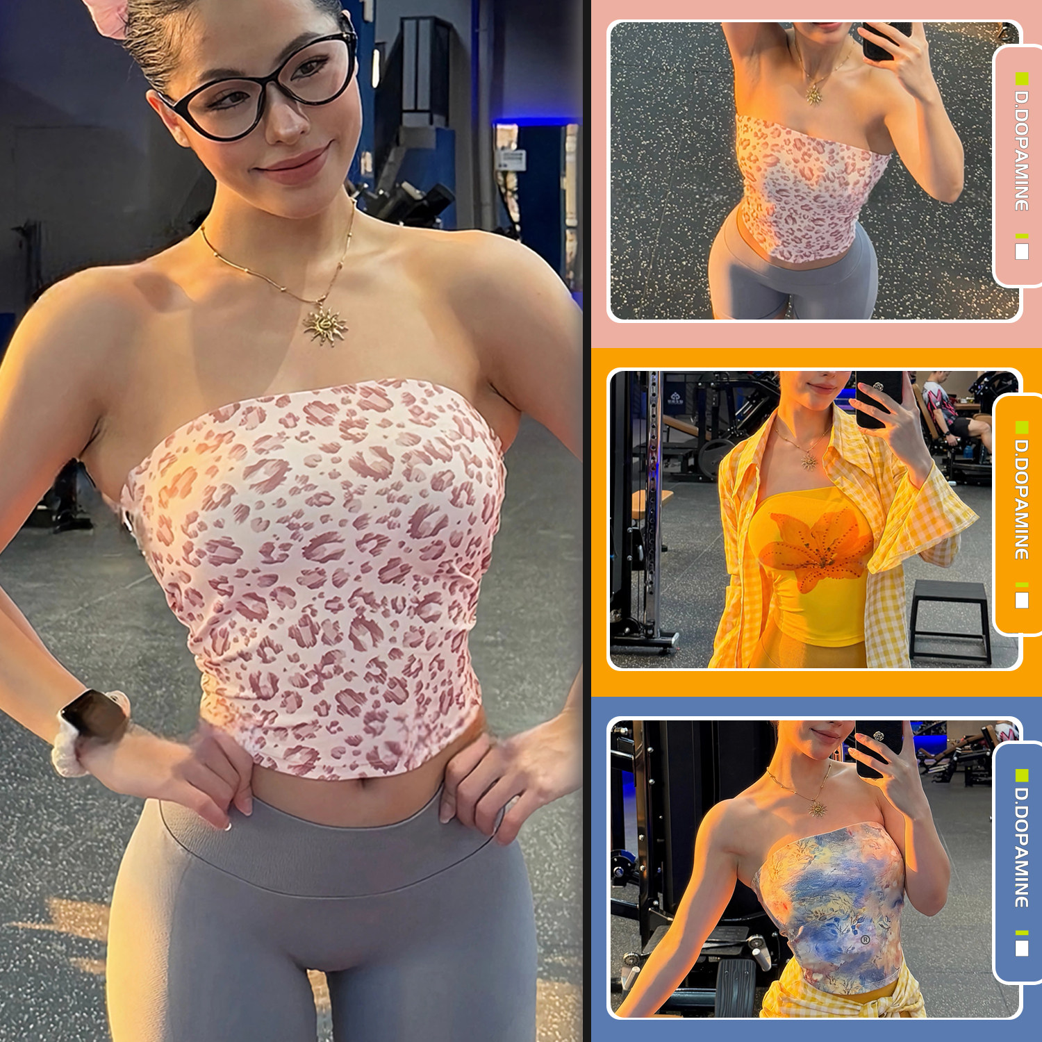 外穿瑜伽服背心一体杯健身抹胸美背运动上衣普拉提训练服带胸垫