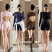 欧美肯豆风镂空美背拉链运动健身连体服蜜桃臀露背瑜伽服带胸垫