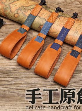 适用索尼微单相机a7m3 a7r2A6300 A6400 A6500牛皮腕带真皮手挂绳