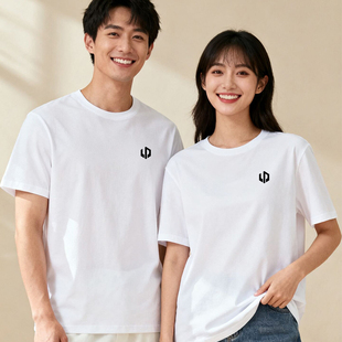 零跑工作服白色短袖T恤男女夏季纯棉宽松圆领汽车4s店销售工服diy