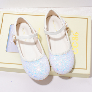 儿童演出鞋女童亮白色皮鞋主持人钢琴礼服舞台走秀大童单鞋公主鞋