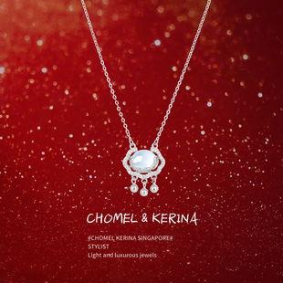 「如意平安锁」999纯银玉髓项链女轻奢小众高级感送闺蜜生日礼物