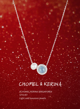 「海洋之心」天然珍珠海蓝宝999纯银轻奢小众高级项链女生日礼物