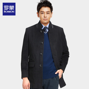 139元包邮 罗蒙 男式翻领毛呢大衣（54%羊毛）