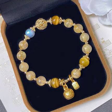 女小众招财黄发晶招财礼物手链饰品兽女手串水晶纳福吞金新款设计