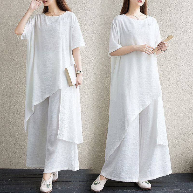 棉麻个性阔腿裤长款茶服大码瑜珈
