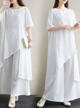 棉麻个性阔腿裤长款茶服大码瑜珈