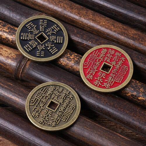红山鬼现货合金八卦钱仿配件朱砂花钱钥匙扣厂家仿古黄铜钱币