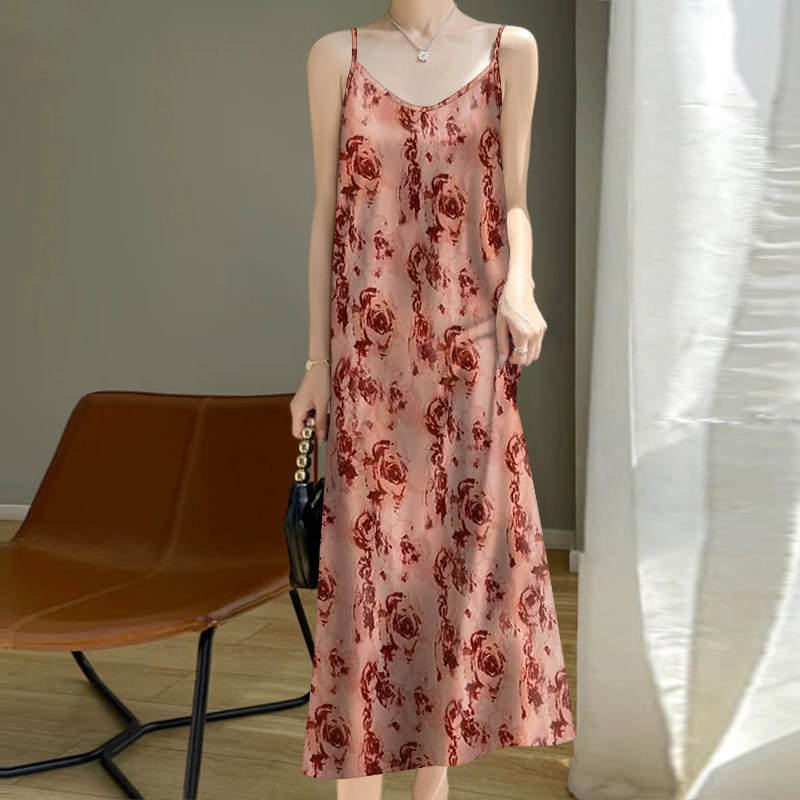 好品捡漏~夏季新款中年妈妈装吊带背心中长裙宽松遮肚连衣裙女