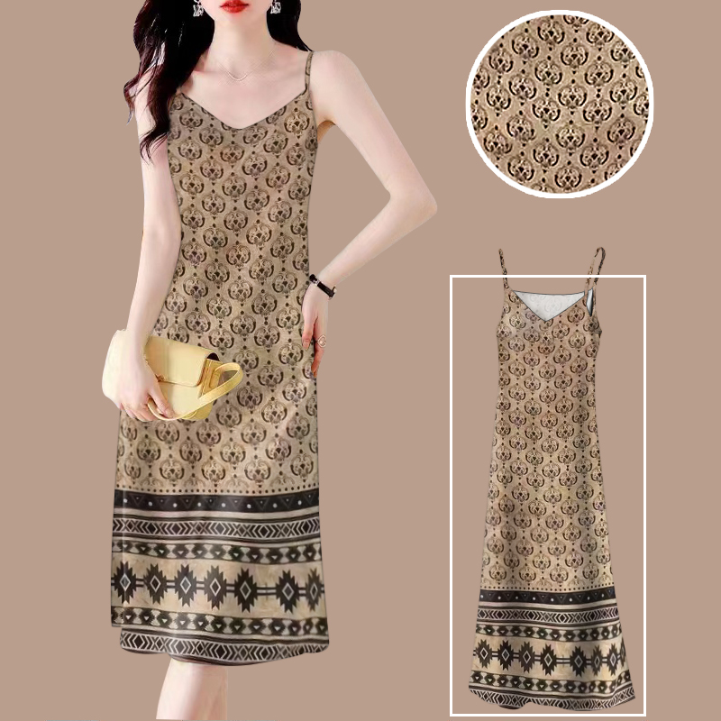 中年妈妈装吊带背心中长裙