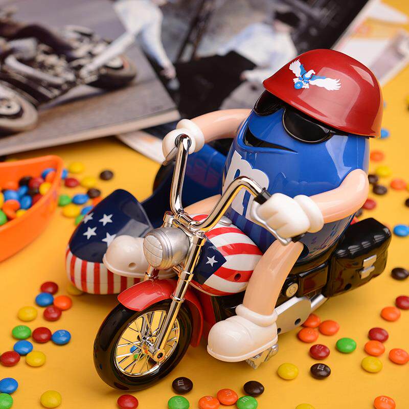 新货mm豆巧克力网红摩托豆人机糖果机玩具牛奶巧克力m豆巧克力店