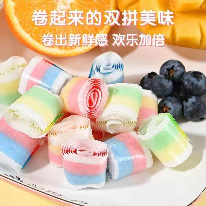 水果味怀旧软糖果c卷软糖卷果汁软糖混合口味儿童糖果一整袋怀旧