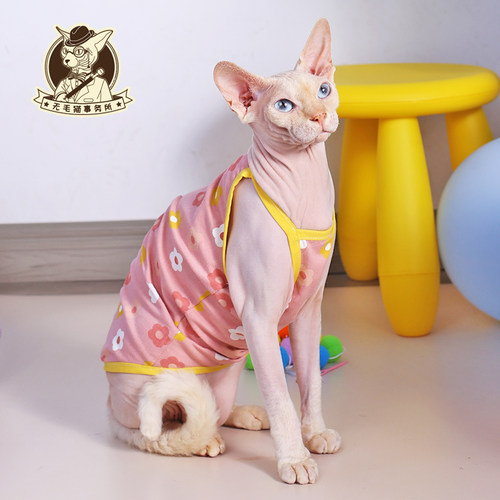 2022年夏季薄款无毛猫斯芬克斯德文宠物猫衣服纯棉弹透气吊带背心