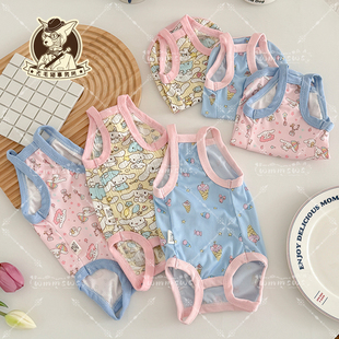 夏无毛猫德文宠物猫咪阿比东短猫纯棉坑条透气网眼吊带背心四脚衣