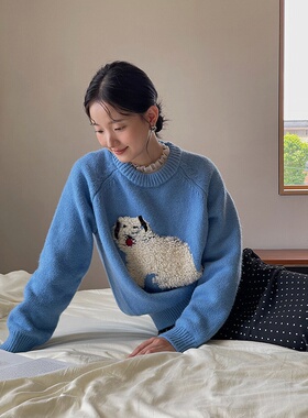 【ENFP毛绒小狗】歌铭韩系立体蝴蝶结毛衣冬季针织衫上衣女J281B