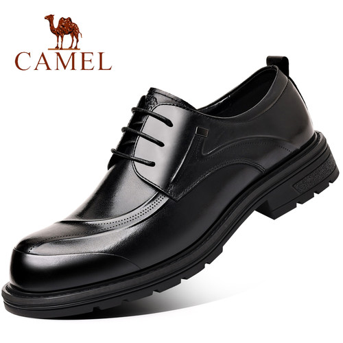 Camel/骆驼男鞋真皮商务男士皮鞋厚底防滑马丁鞋大头德比正装婚鞋