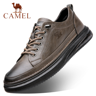 Camel/骆驼男鞋真皮透气板鞋2025新款缝线软底软面商务休闲运动鞋