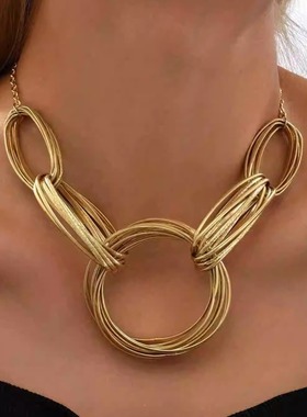哥特风度假夸张金色拼接颈部饰品