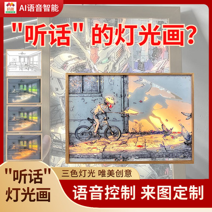 语音控制灯光画发光生日礼物氛围家居装饰夜灯动漫高达灌篮海贼王