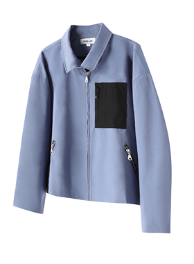 Celia Lab自主设计宽松个性kiko风格蓝色短款工装夹克春季情侣款