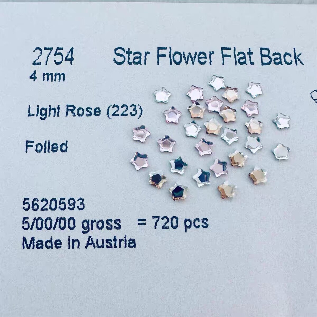 正品华子施华洛世奇2754迷你星星白粉香槟平底美甲钻奥地利水晶