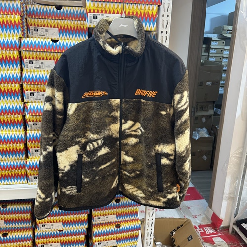 李宁2024冬季新款反伍BADFIVE男子加绒保暖宽松针织外套 AFDU507