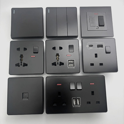 外贸港版联英式13A插座带Typec