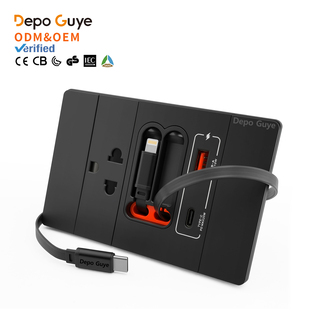 AC玻璃面板20W快充暗装 内置伸缩数据线USB 墙壁插座 泰式 118型美式