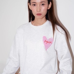 VM香草山 Agape系列 长袖T恤心形印花原创设计新疆棉黑白百搭女款