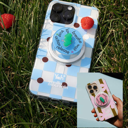 VM香草山手机壳原创格纹磁吸手机壳支架iphone苹果