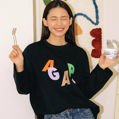 VM香草山 Agape系列 长袖T恤原创设计新疆棉黑白百搭上衣女字母