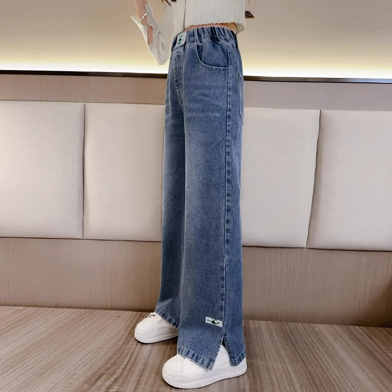 女童裤子春秋2026新款中大童休闲阔腿直筒春季儿童牛仔裤开叉长裤,童装/婴儿装/亲子装,儿童牛仔裤,淘宝优惠券,粉丝福利购,淘宝优惠卷